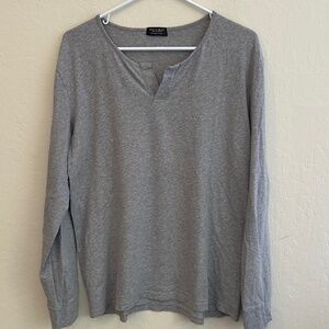 Zara Man Gray Notch Neck Long Sleeve Tee, Size L